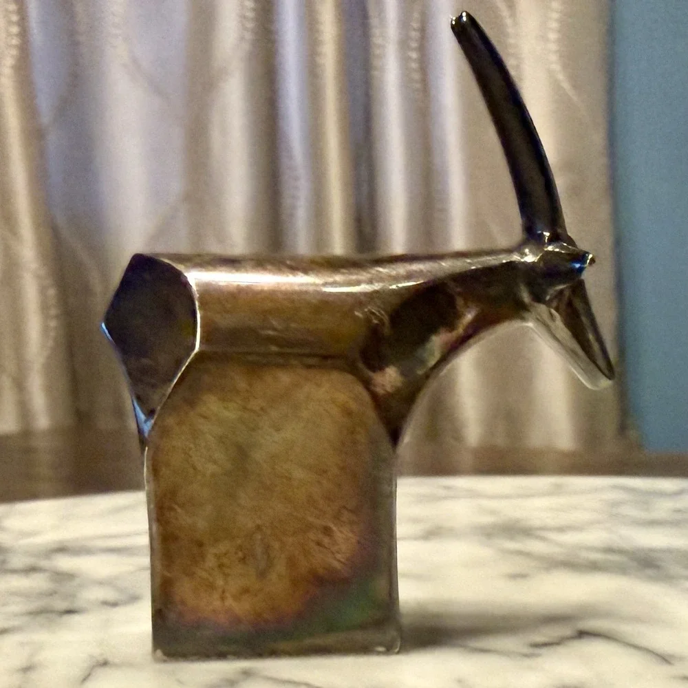 3pc VTG‎ 80s Dansk Gunnar Cyren Silver Zoo Paperweight Elephant Giraffe Antelope